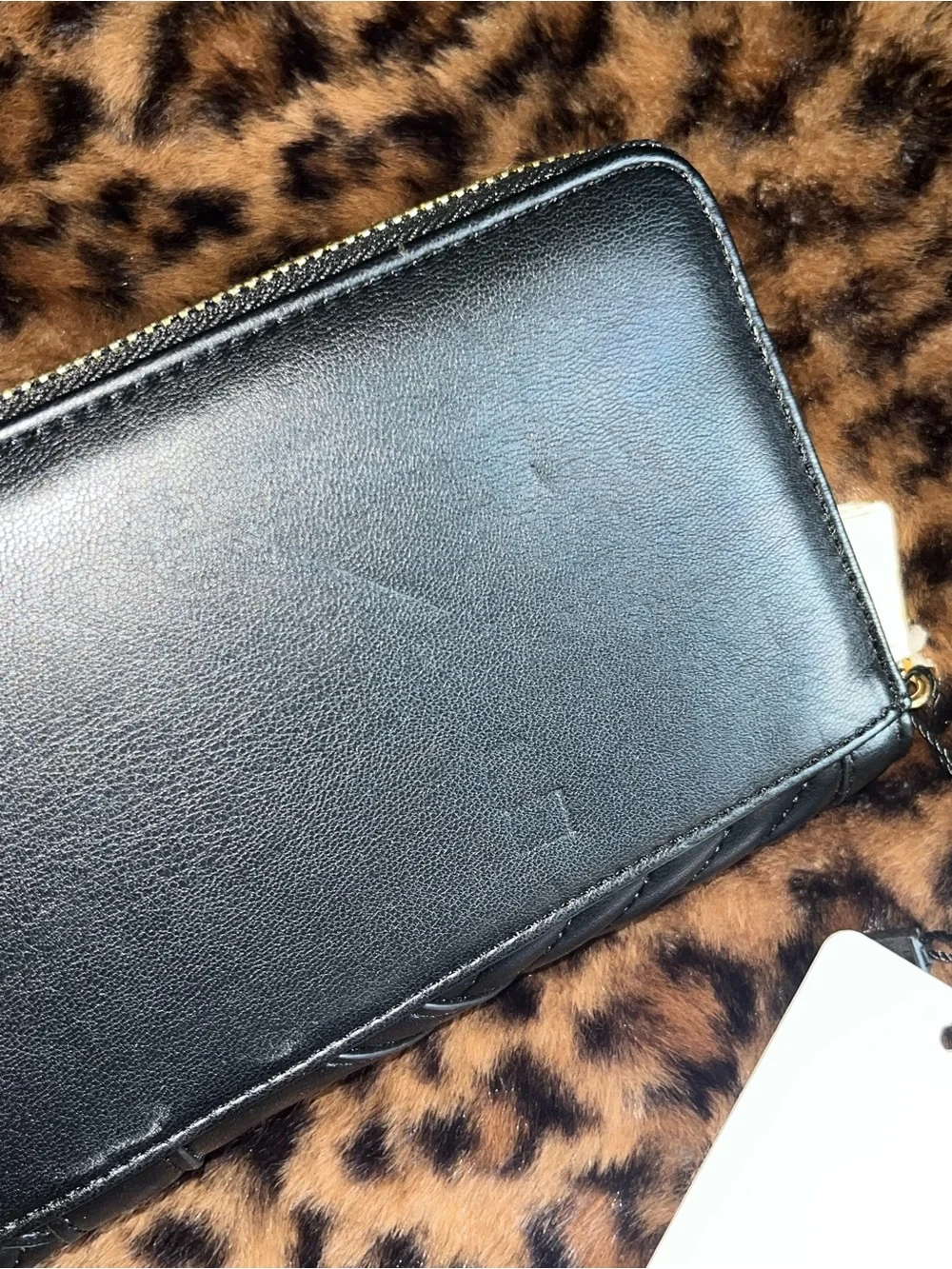 Love Moschino Black Quilted Studded Zip Wallet with Gold Heart Details